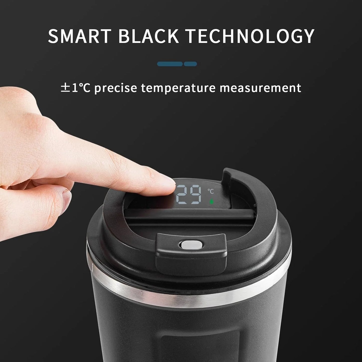 Innotech Double Wall Stainless Steel Smart Temperature Display Coffee, Tea, Hot Drinks Mug/Bottle/Cup with Led Temperature Display on Lid