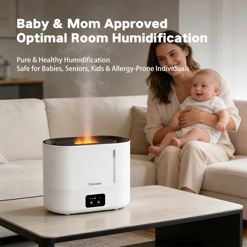4L Top Fill Cool Mist Humidifier,Simulated Flame Essential Oil for Large Room for Baby,Fireplace Long Run Time,Auto Shut-Off 2-In-1 Purifier 10H Runtime 35 Db Quiet Supersized Easy to Clean & Fill, Humidifier for Dry Air Relief,White
