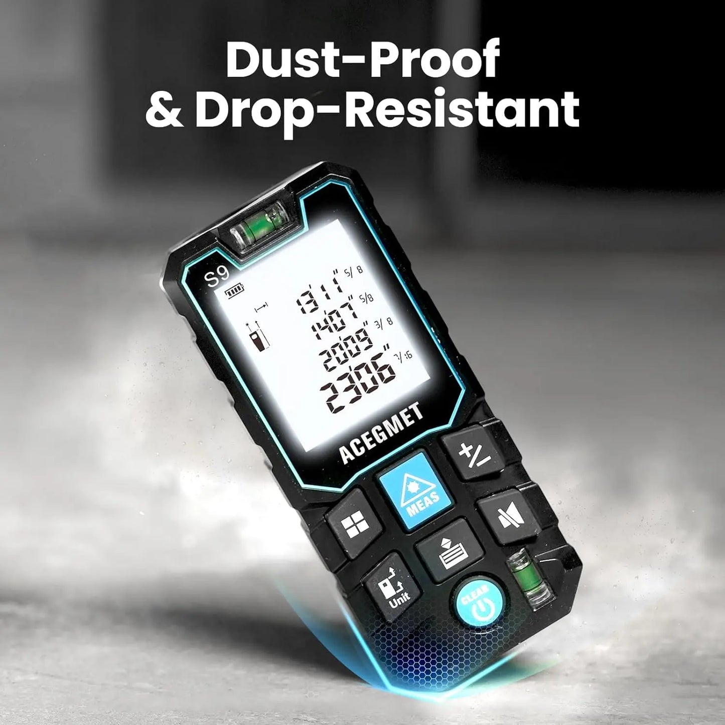 ACEGMET Laser Measure S9 , 229Ft Laser Measurement Tool, Room Laser Measuring Tool with 2 Bubble Levels, LCD Backlit Display, IP54 Waterproof, Pythagorean Mode for Distance, Area, Volume,For Men Gift Tiktokshopholidayhaul