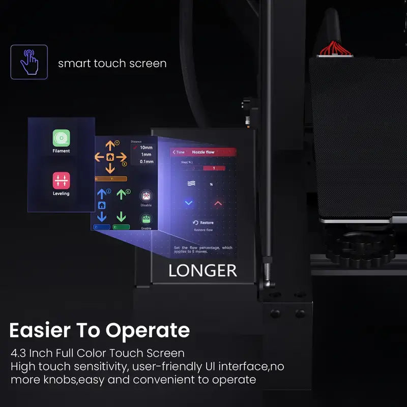 Longer LK5 PRO 3D Printer, 90% Pre-Assembled, Large-Format 3D Printer with 4.3-Inch Touchscreen, Silent Motherboard, Large Print Size 11.8"X11.8"X15.7", Fully Open Source, Large Size 3D Printer