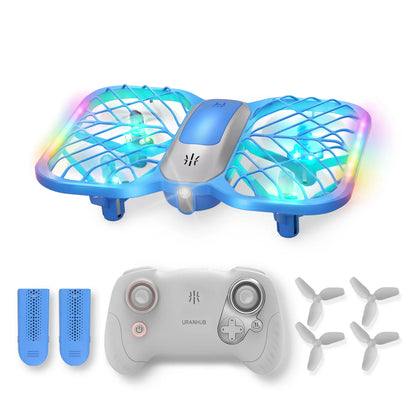 Uranhub Drones for Kids, Mini Drone with 5 Lighting Modes, 22-Min Flight Time RC Drone with 2 Batteries, 3D Flip, 3-Speed, Propeller Protection Cover