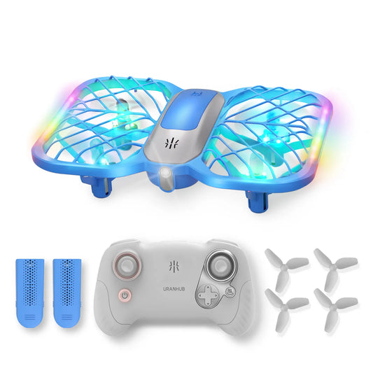 Uranhub Drones for Kids, Mini Drone with 5 Lighting Modes, 22-Min Flight Time RC Drone with 2 Batteries, 3D Flip, 3-Speed, Propeller Protection Cover