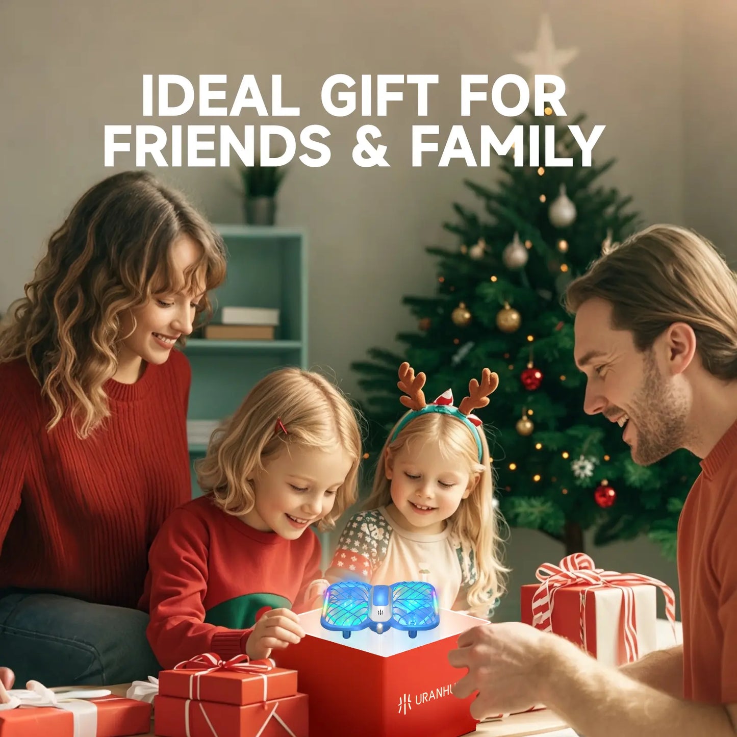 Uranhub Drones for Kids, Mini Drone with 5 Lighting Modes, 22-Min Flight Time RC Drone with 2 Batteries, 3D Flip, 3-Speed, Propeller Protection Cover