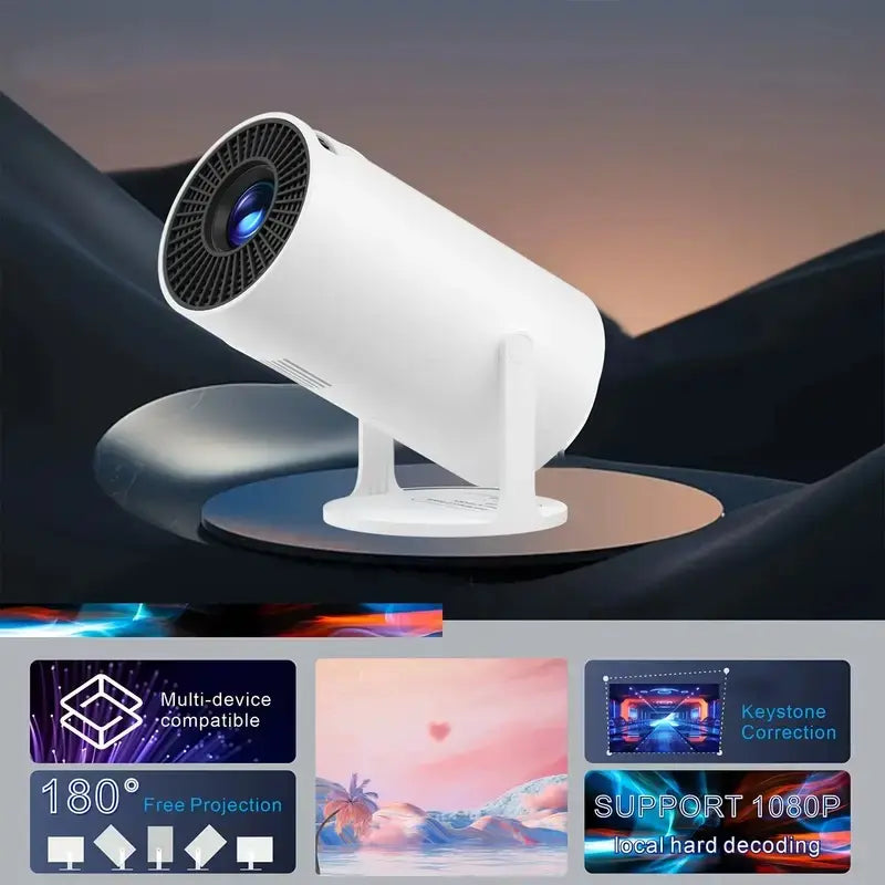 Upport 4K 1080P Home Theater Projector - 200ANSI, 130-Inch Screen, 180° Rotatable, Short-Throw Audio Crystal Portable Adjustable