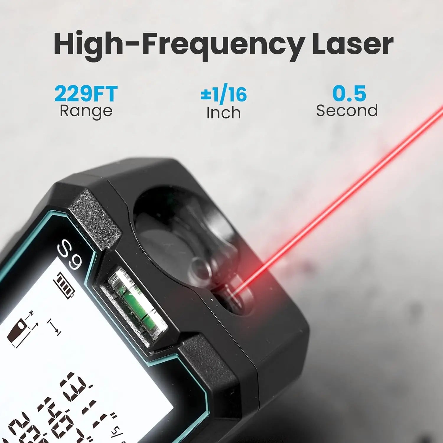 ACEGMET Laser Measure S9 , 229Ft Laser Measurement Tool, Room Laser Measuring Tool with 2 Bubble Levels, LCD Backlit Display, IP54 Waterproof, Pythagorean Mode for Distance, Area, Volume,For Men Gift Tiktokshopholidayhaul