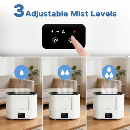 4L Top Fill Cool Mist Humidifier,Simulated Flame Essential Oil for Large Room for Baby,Fireplace Long Run Time,Auto Shut-Off 2-In-1 Purifier 10H Runtime 35 Db Quiet Supersized Easy to Clean & Fill, Humidifier for Dry Air Relief,White