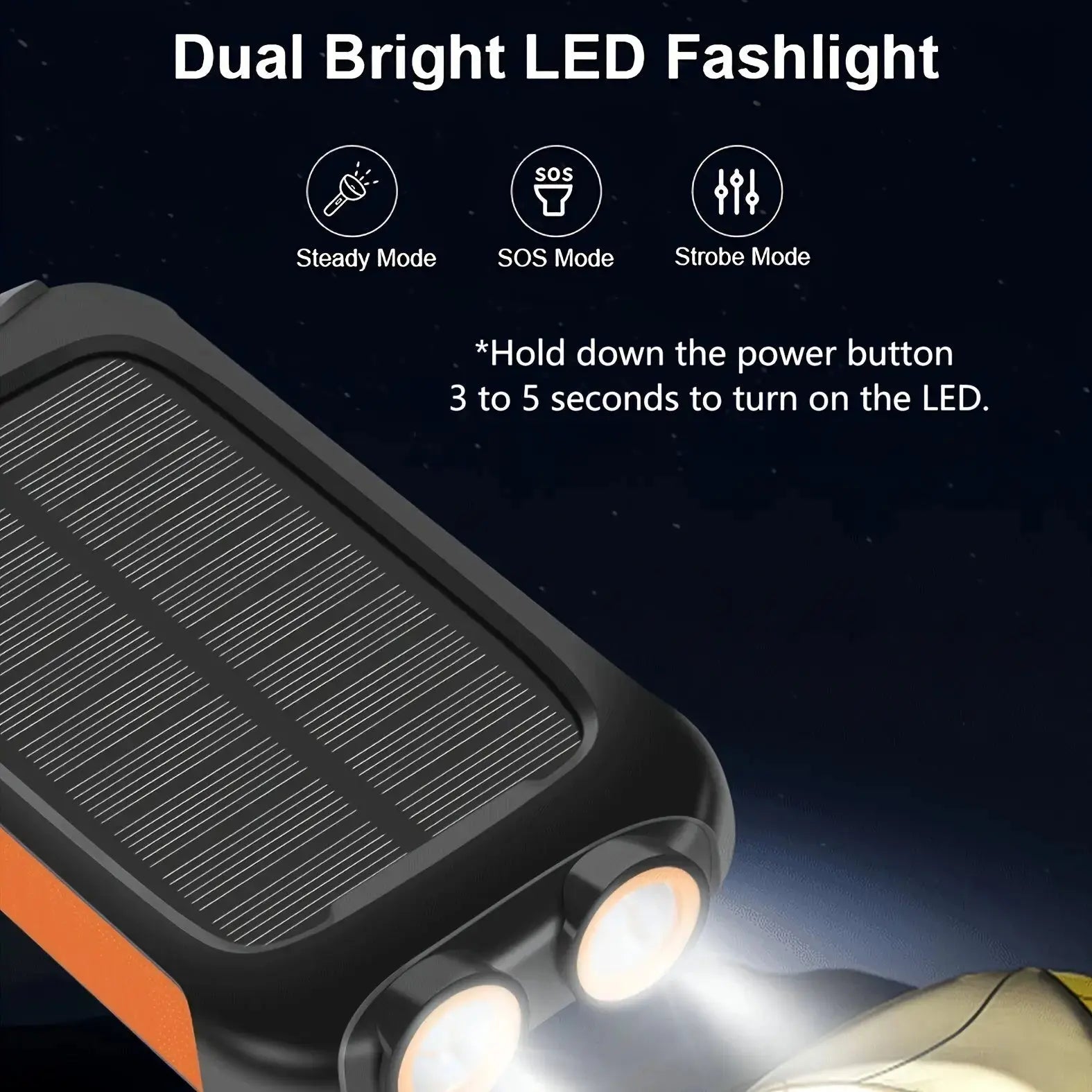 Portable Solar Power Bank with LED Light