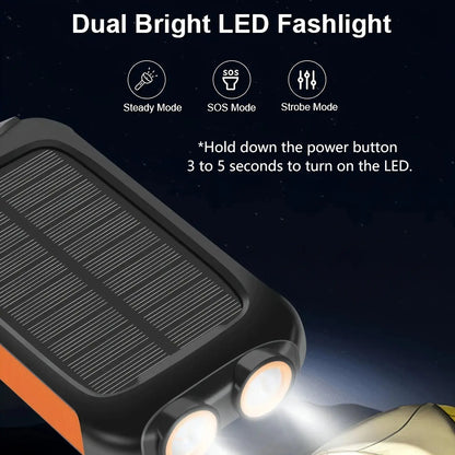 Portable Solar Power Bank with LED Light
