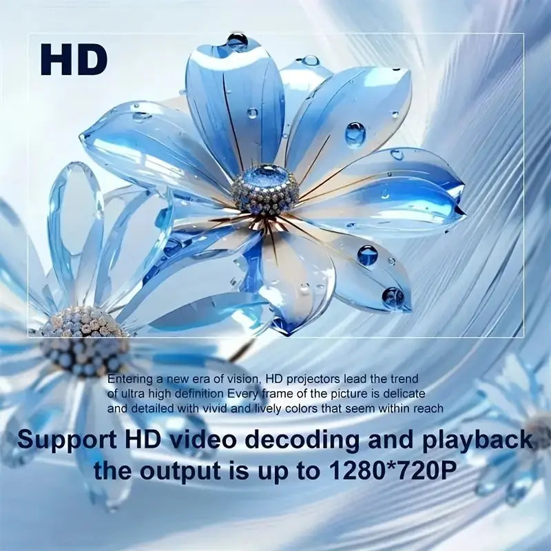 Upport 4K 1080P Home Theater Projector - 200ANSI, 130-Inch Screen, 180° Rotatable, Short-Throw Audio Crystal Portable Adjustable