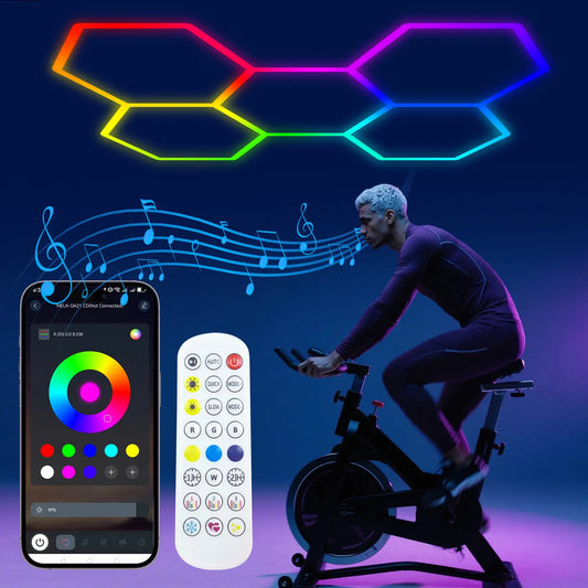 VIVIDALUX Super Bright RGB Hexagon Led Lights with App and Remote Control,16 Million Colors and Many Scene, Music Sync, Timer Setting - Ideal for Living Rooms, Bedrooms, and Gaming Rooms,Party,Gym