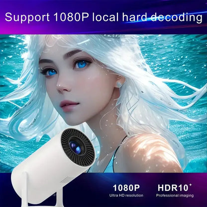 Upport 4K 1080P Home Theater Projector - 200ANSI, 130-Inch Screen, 180° Rotatable, Short-Throw Audio Crystal Portable Adjustable