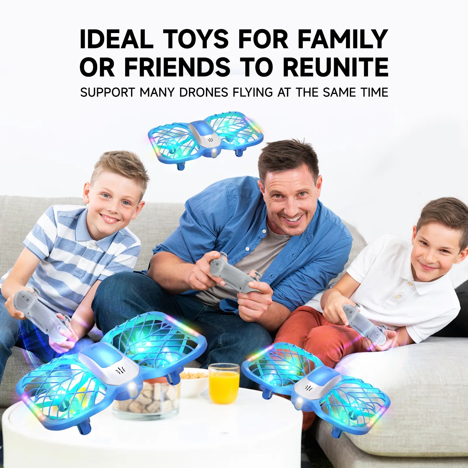 Uranhub Drones for Kids, Mini Drone with 5 Lighting Modes, 22-Min Flight Time RC Drone with 2 Batteries, 3D Flip, 3-Speed, Propeller Protection Cover