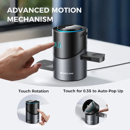 MAGIC JOHN 3-In-1 Wireless Charger Station，Fast Charging Stand for Apple & Samsung，One-Touch Control，One Click Open, Cooling Design, Foldable & Portable Design Wireless Charging Station for Iphone & Samsung Phone & Iwatch & Airpods Series