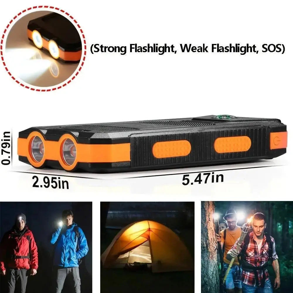 Portable Solar Power Bank with LED Light