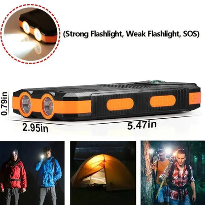 Portable Solar Power Bank with LED Light