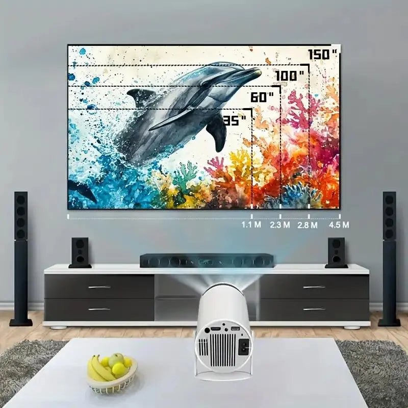 Upport 4K 1080P Home Theater Projector - 200ANSI, 130-Inch Screen, 180° Rotatable, Short-Throw Audio Crystal Portable Adjustable