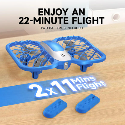 Uranhub Drones for Kids, Mini Drone with 5 Lighting Modes, 22-Min Flight Time RC Drone with 2 Batteries, 3D Flip, 3-Speed, Propeller Protection Cover