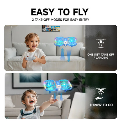 Uranhub Drones for Kids, Mini Drone with 5 Lighting Modes, 22-Min Flight Time RC Drone with 2 Batteries, 3D Flip, 3-Speed, Propeller Protection Cover