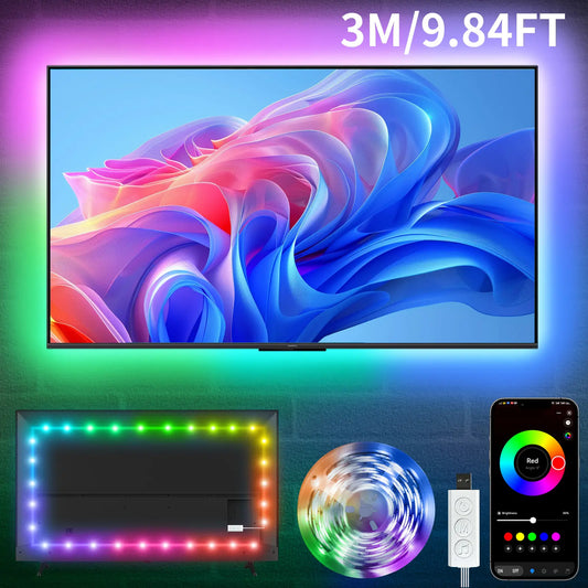 USB Powered TV Backlight Strips with Smart App Remote Control DIY Ambient Lights for Bedroom Living Room Decor LED Light Strips for Party Decoration Christmas Vibes