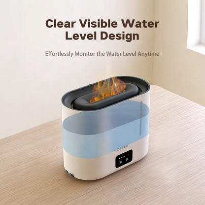 4L Top Fill Cool Mist Humidifier,Simulated Flame Essential Oil for Large Room for Baby,Fireplace Long Run Time,Auto Shut-Off 2-In-1 Purifier 10H Runtime 35 Db Quiet Supersized Easy to Clean & Fill, Humidifier for Dry Air Relief,White