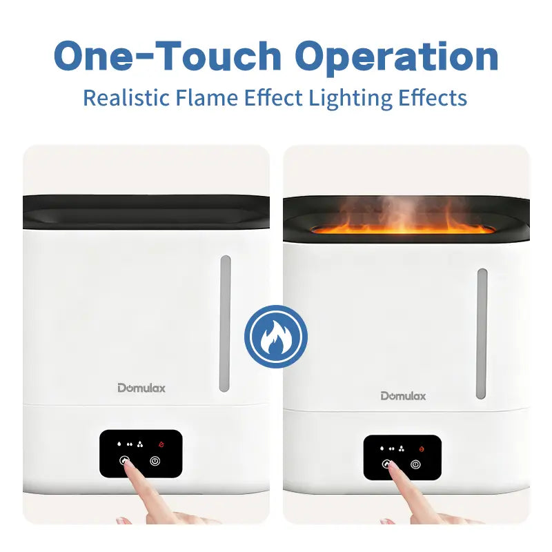 4L Top Fill Cool Mist Humidifier,Simulated Flame Essential Oil for Large Room for Baby,Fireplace Long Run Time,Auto Shut-Off 2-In-1 Purifier 10H Runtime 35 Db Quiet Supersized Easy to Clean & Fill, Humidifier for Dry Air Relief,White