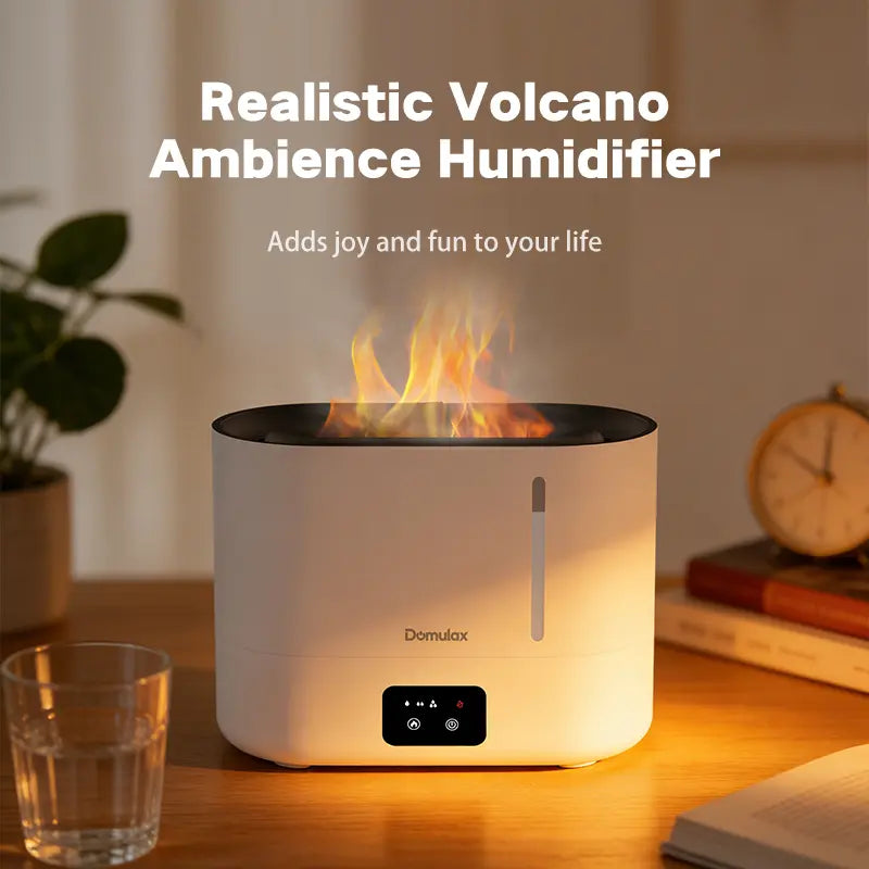 4L Top Fill Cool Mist Humidifier,Simulated Flame Essential Oil for Large Room for Baby,Fireplace Long Run Time,Auto Shut-Off 2-In-1 Purifier 10H Runtime 35 Db Quiet Supersized Easy to Clean & Fill, Humidifier for Dry Air Relief,White